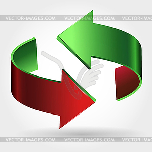 Arrows Sign. Red Green Color - vector clip art