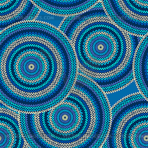 Blue Seamless Ethnic Geometric Knitted Pattern. - vector clipart