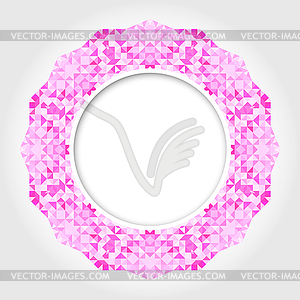 Abstract White Round Frame with Pink Digital Border - vector image