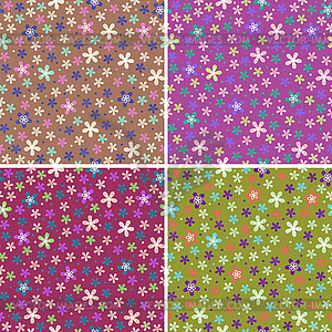 Flower seamless color pattern set - color vector clipart