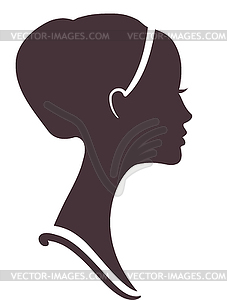 Beautiful girl silhouette with stylish hairstyle - vector clip art