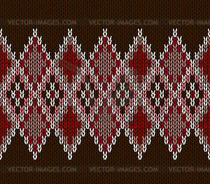 Style Seamless Pink Brown Red Color Knitted Pattern - vector image