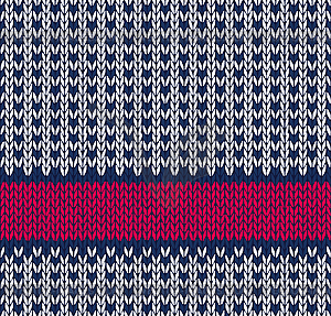 Style Seamless Marine Blue White Red Color Knitted - vector clip art