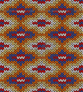Style Seamless Knitted Pattern. Blue Yellow Red - vector clipart