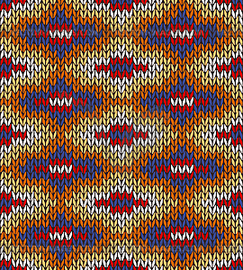 Style Seamless Knitted Pattern. Blue Yellow Red - vector clipart