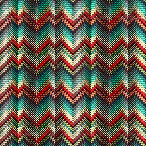 Retro Style Seamless Knitted Pattern. Blue Green - vector image