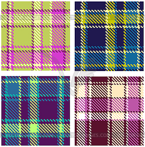 Set of Seamless Checkered Plaid Pattern - vector image