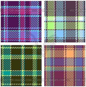 Set of Seamless Checkered Plaid Pattern - vector clip art