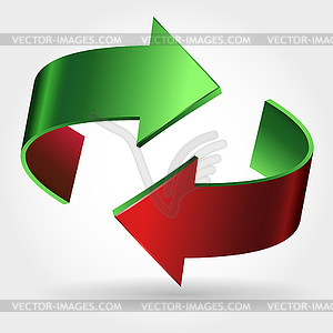 Arrows Sign. Red Green Color - vector image