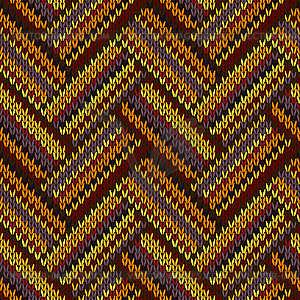 Seamless Knitted Pattern. Yellow Orange Red Brown - vector clip art