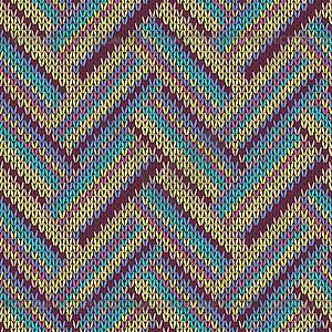 Knit Seamless Multicolor Striped Pattern. Blue - royalty-free vector image