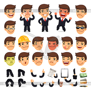 Set of Cartoon Businessman Character for Your Design - vector EPS clipart