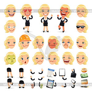 Set of Cartoon Businesswoman Character for Your - vector clipart