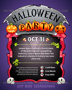 Halloween Party Poster - vector image