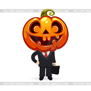 Businessman With Pumpkin on Head - vector clipart