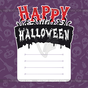 Happy Halloween Card with Text Box - vector image