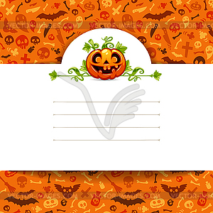 Белый лист бумаги с тыквой на Хэллоуин - клипарт