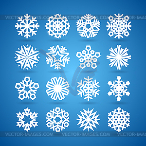 Simple Flat Snowflakes Set for Winter and - vector clipart