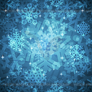 Блестящий синий Снежинки бесшовные шаблон для Christma - векторизованное изображение клипарта
