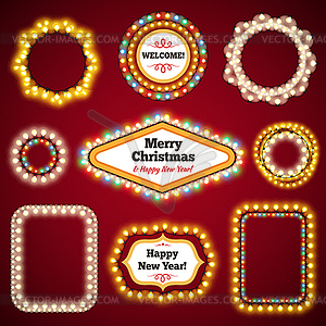 Christmas Lights Frames with Copy Space Set - vector clipart / vector image