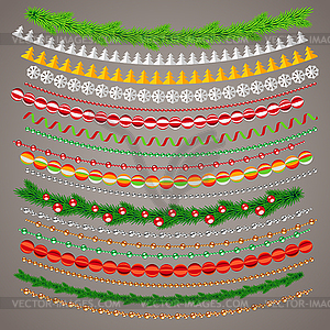 Вручая Рождество Garlands Set - изображение в векторном виде