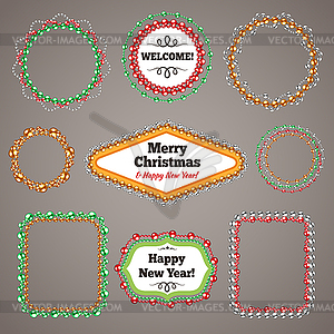 Christmas Beads Garlands Frames with Copy Space Set - vector clipart