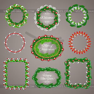 Рождественские гирлянды Рамки с копией пространства Набор - иллюстрация в векторном формате