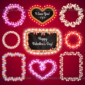 Valentines Lights Frames with Copy Space Set - vector clipart