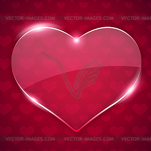 Glass Valentine Heart on Red Background - vector clipart