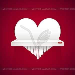 Paper Heart is Cut into Shredder - vector clipart