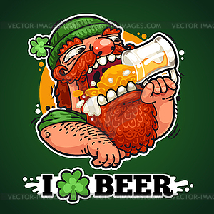 Patrick With Beer - vector clipart