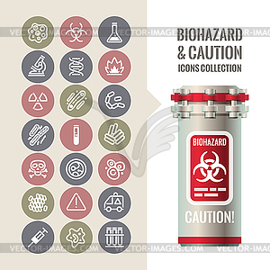 Biohazard and Caution Icons Collection - vector image