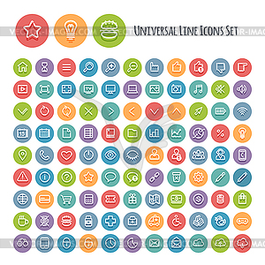 Set of Line Round Universal Icons - vector clipart