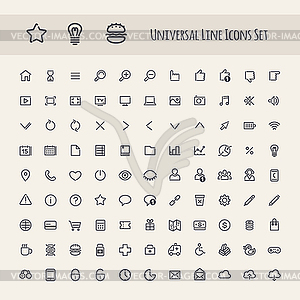 Набор Line Круглый Универсальные Иконки - векторизованное изображение
