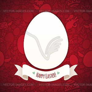 Red Happy Easter Poster With Egg - vector clipart