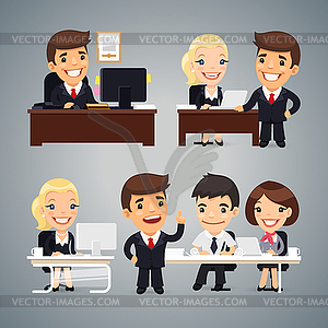 Businessmen at Table Teamwork - vector clip art