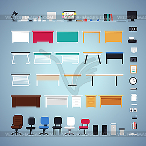 Офисная мебель Комплект - векторное изображение клипарта