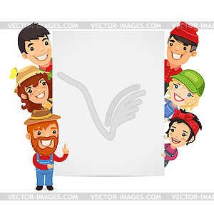 Farmers Presenting Empty Vertical Banner - vector clipart