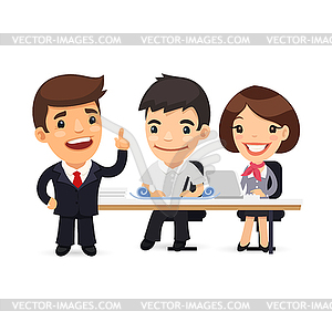 Business Team Working on Project - vector clipart