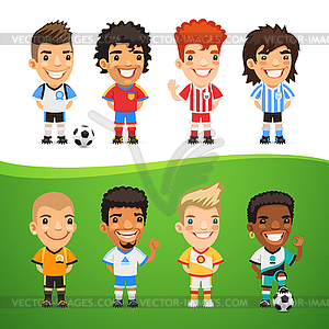 Мультяшный Международный футбол Игроки указан - клипарт в векторе / векторное изображение