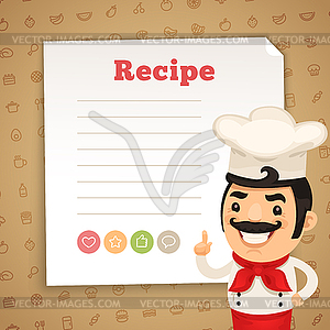 Recipe Card with Chef - vector clipart