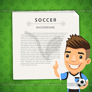 Зеленый фон с футболистом - векторная иллюстрация
