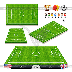 Set of Soccer Fields in Four Different Positions - vector clip art