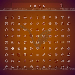 Food Thin Icons Set - vector image