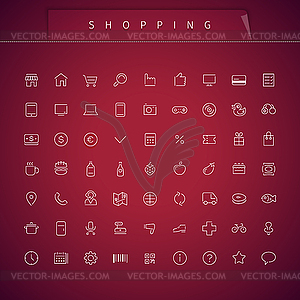 Shopping Thin Icons Set - vector clip art