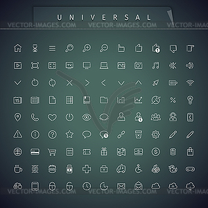 Universal Thin Icons Set - vector image