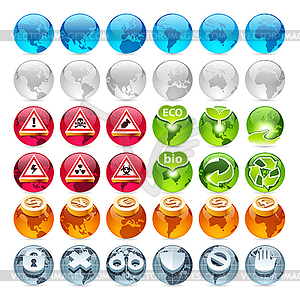 Set of Globe Icons - vector EPS clipart