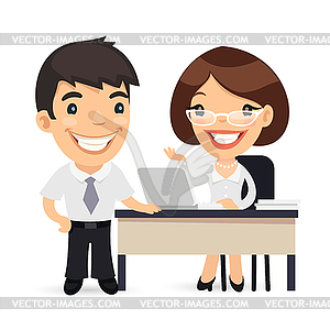 Boss and Secretary Planning Business Day - vector image