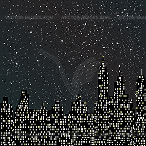 City during night time - vector clipart