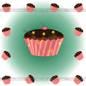 Cupcake набор - стоковое векторное изображение